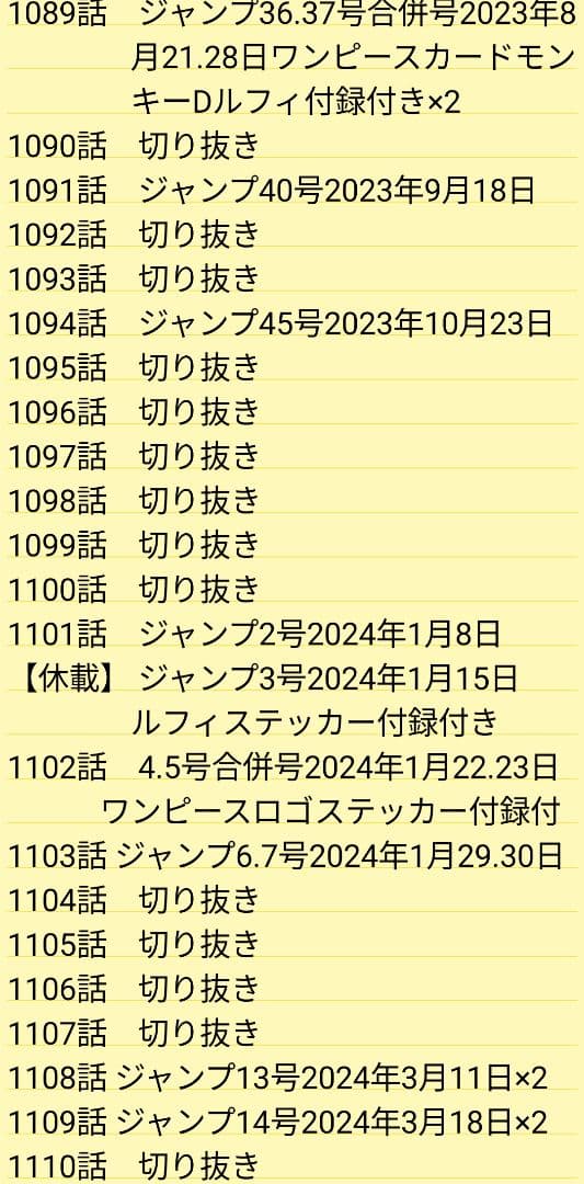 入手困難、必見ワンピース少年ジャンプ999〜1176話 177話分全付録未開封付