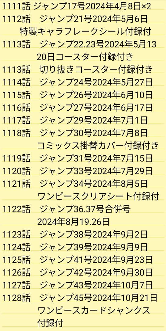 入手困難、必見ワンピース少年ジャンプ999〜1176話 177話分全付録未開封付