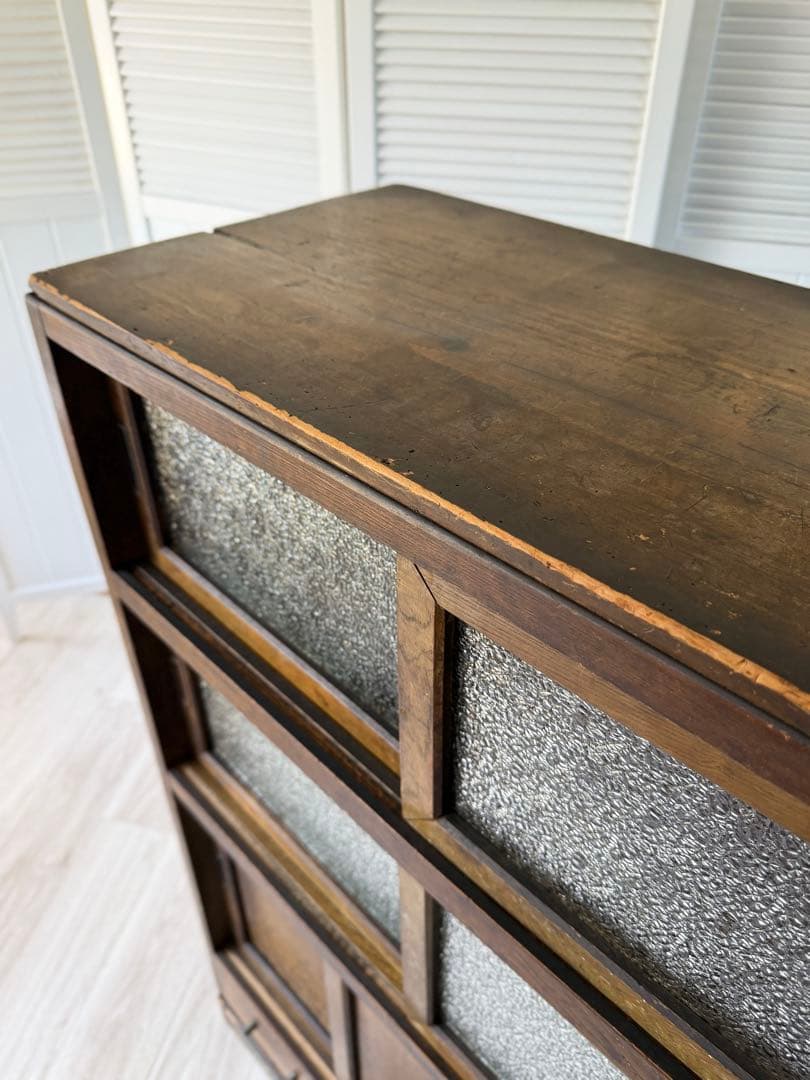 昭和レトロ 水屋箪笥 希少 ダイヤガラス 戸棚 キャビネット 古民具