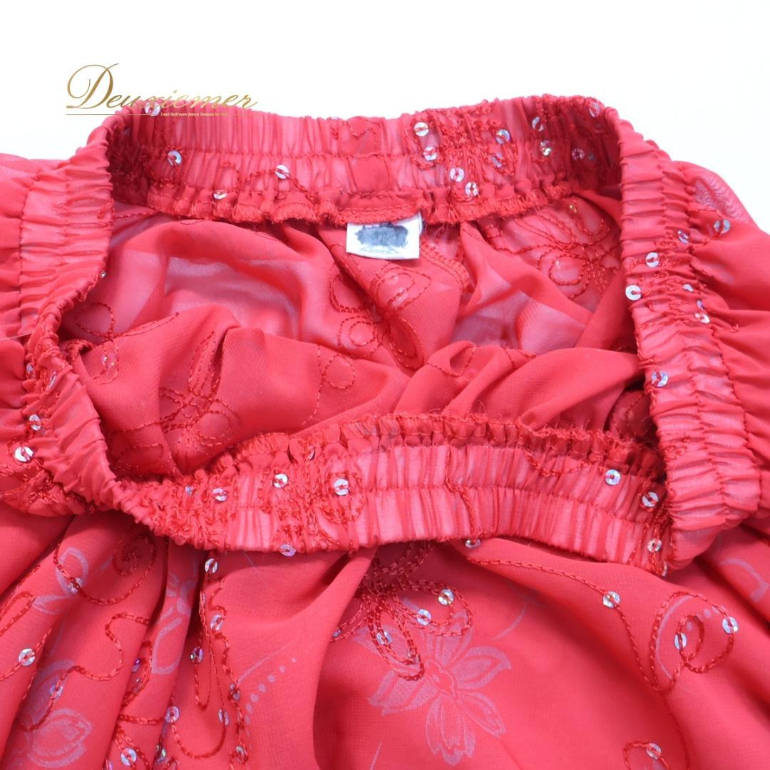 【ベリーダンス用衣装】レッド ジプシースカート ロング 赤 ゴールド 黒 ラメ