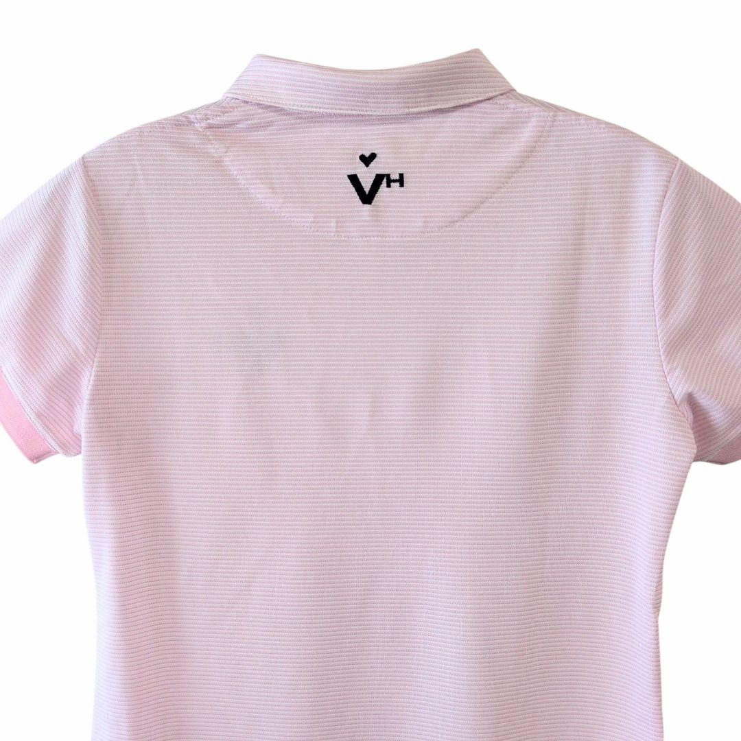 VIVA HEARTビバハート ゴルフウェア 半袖 ボーダー ポロシャツ ピンク