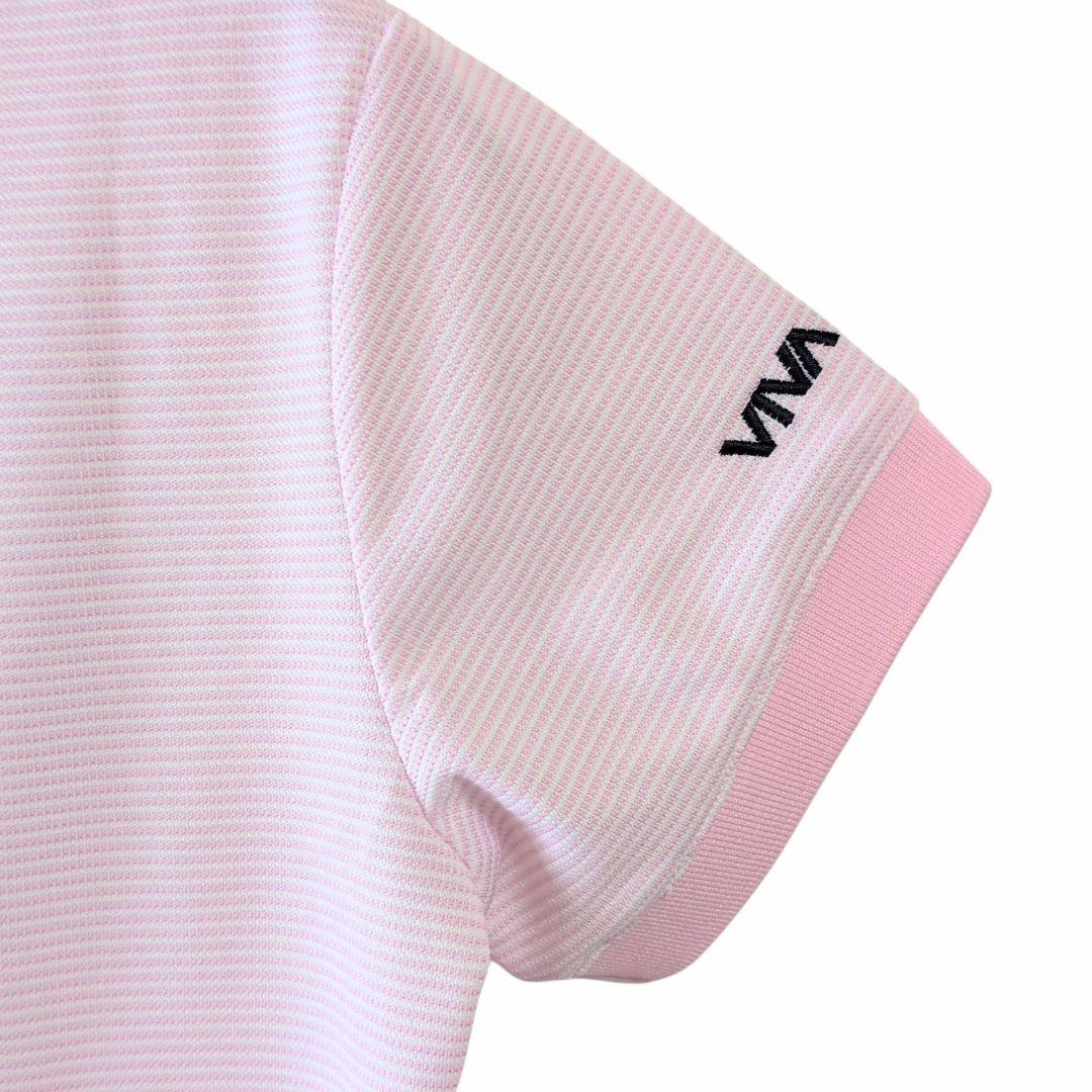 VIVA HEARTビバハート ゴルフウェア 半袖 ボーダー ポロシャツ ピンク