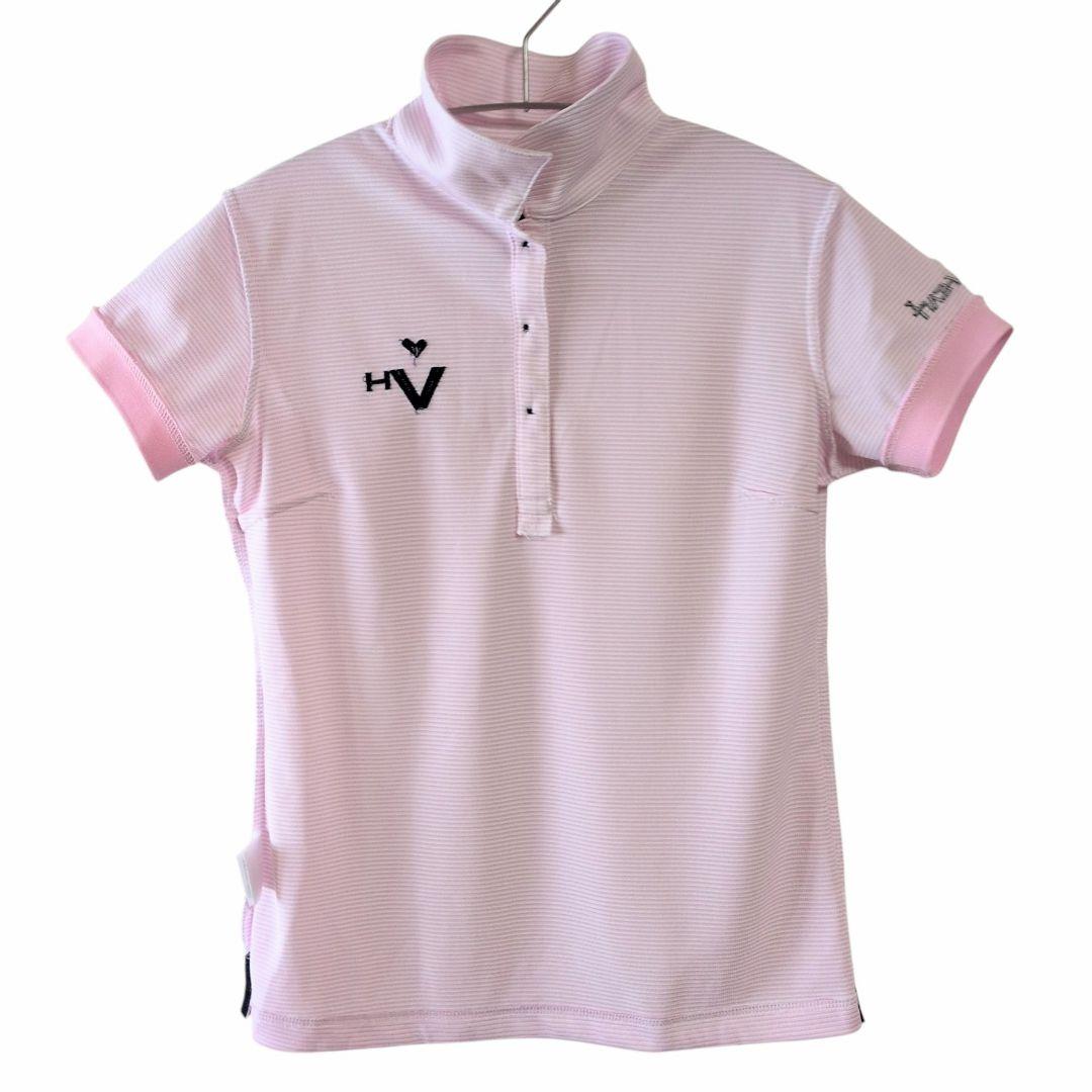 VIVA HEARTビバハート ゴルフウェア 半袖 ボーダー ポロシャツ ピンク