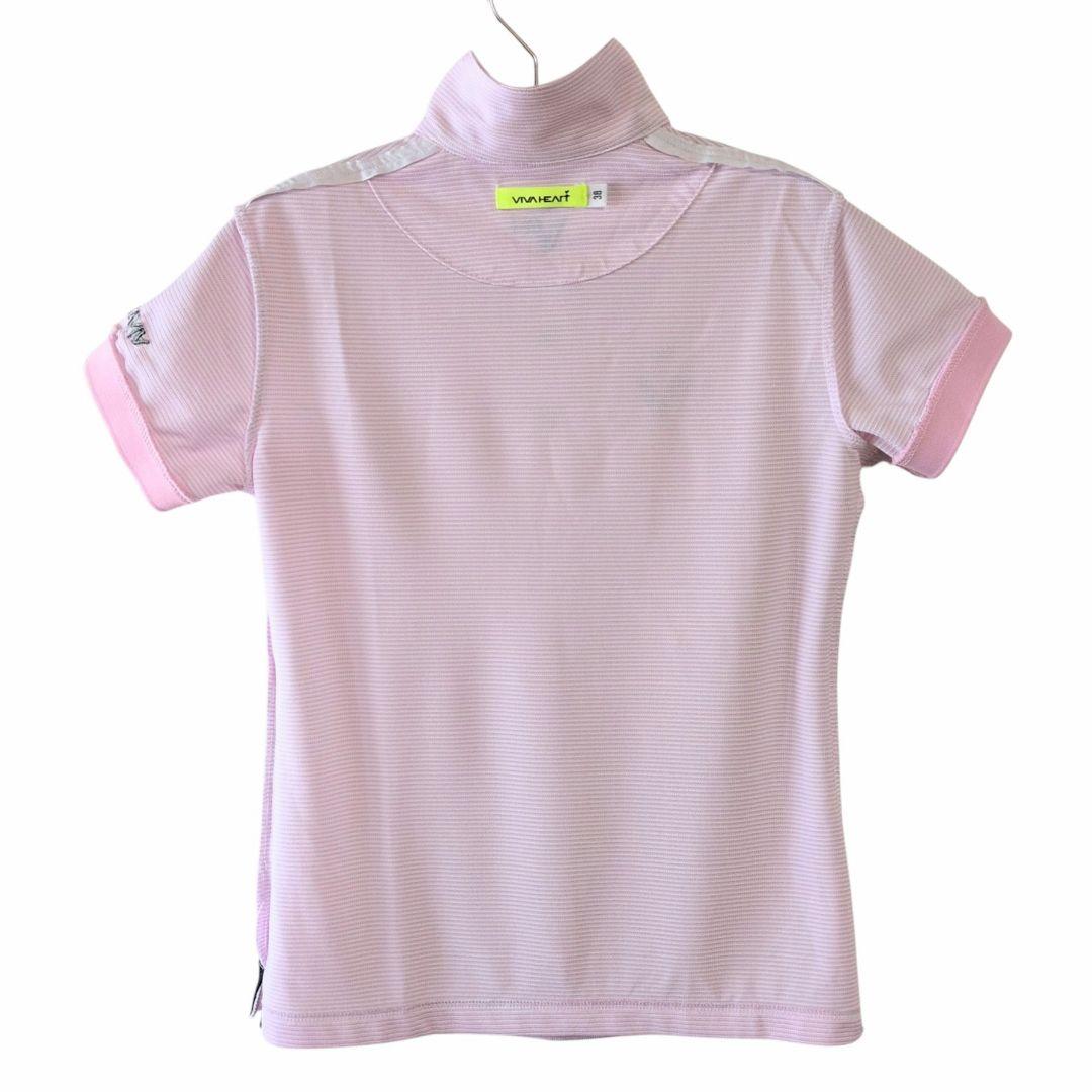 VIVA HEARTビバハート ゴルフウェア 半袖 ボーダー ポロシャツ ピンク