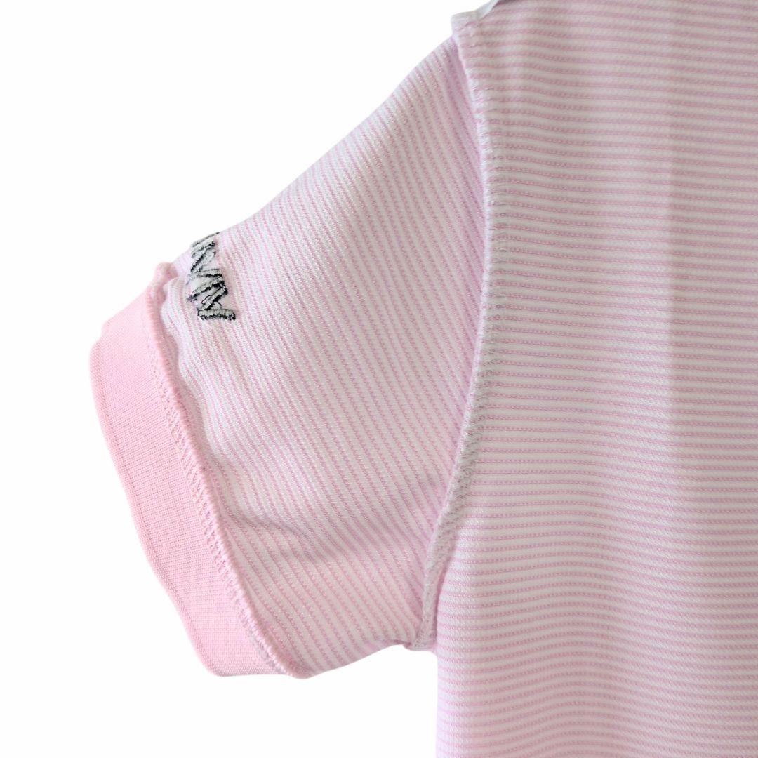 VIVA HEARTビバハート ゴルフウェア 半袖 ボーダー ポロシャツ ピンク
