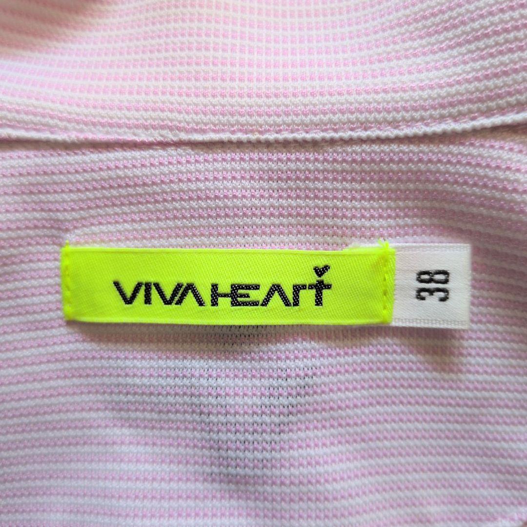 VIVA HEARTビバハート ゴルフウェア 半袖 ボーダー ポロシャツ ピンク