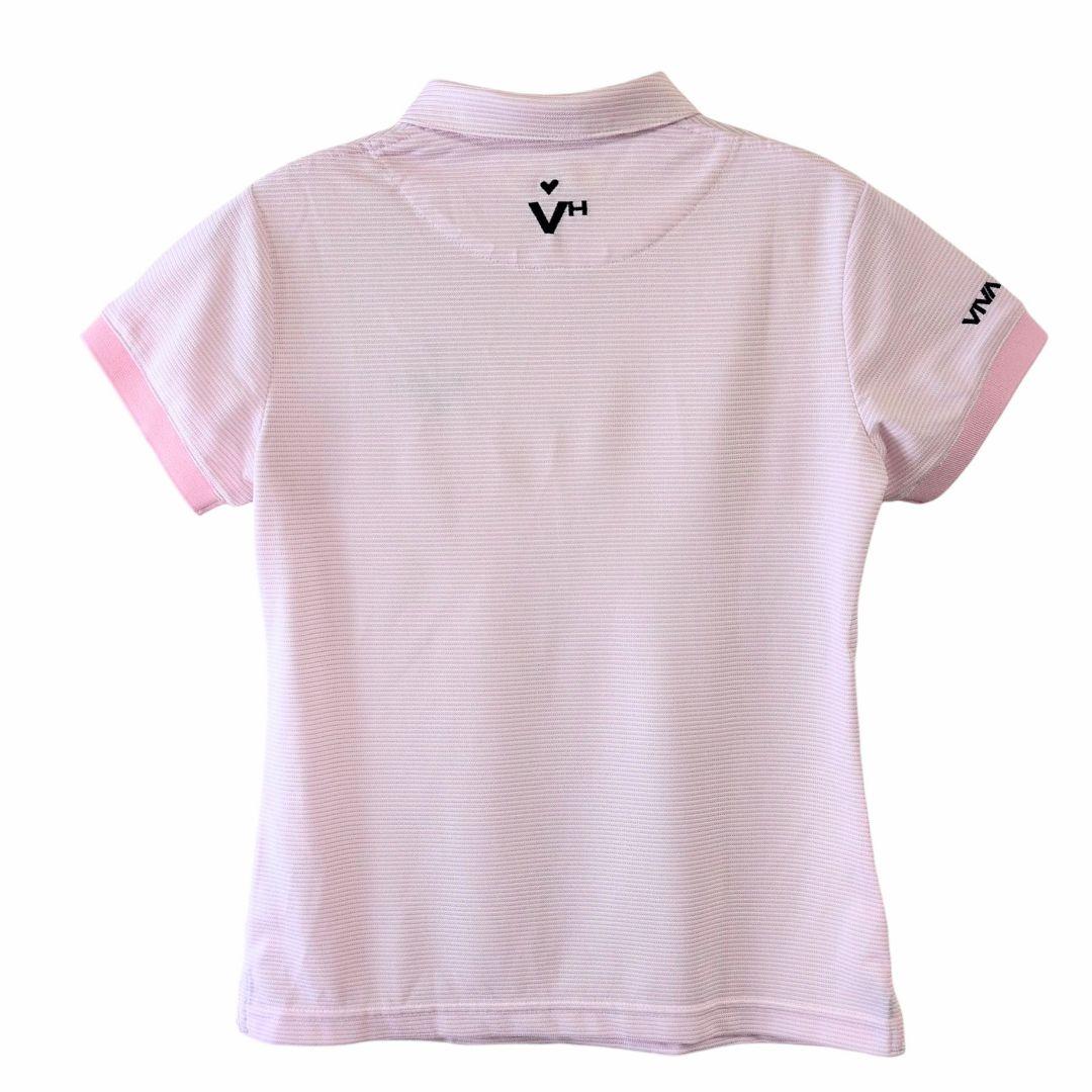 VIVA HEARTビバハート ゴルフウェア 半袖 ボーダー ポロシャツ ピンク