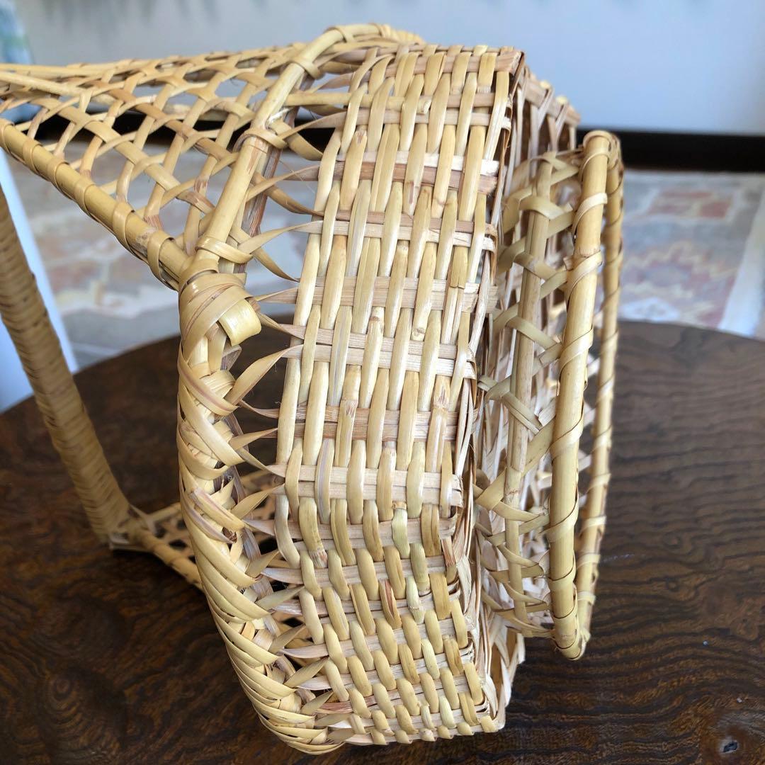 鳥越の竹細工　豆腐かご　鈴竹　高さ約21㎝　未使用品