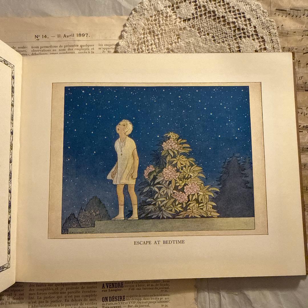 1931年アンティーク愛らしい絵本ルメール洋書　古書ジャンクジャーナル素材　額装