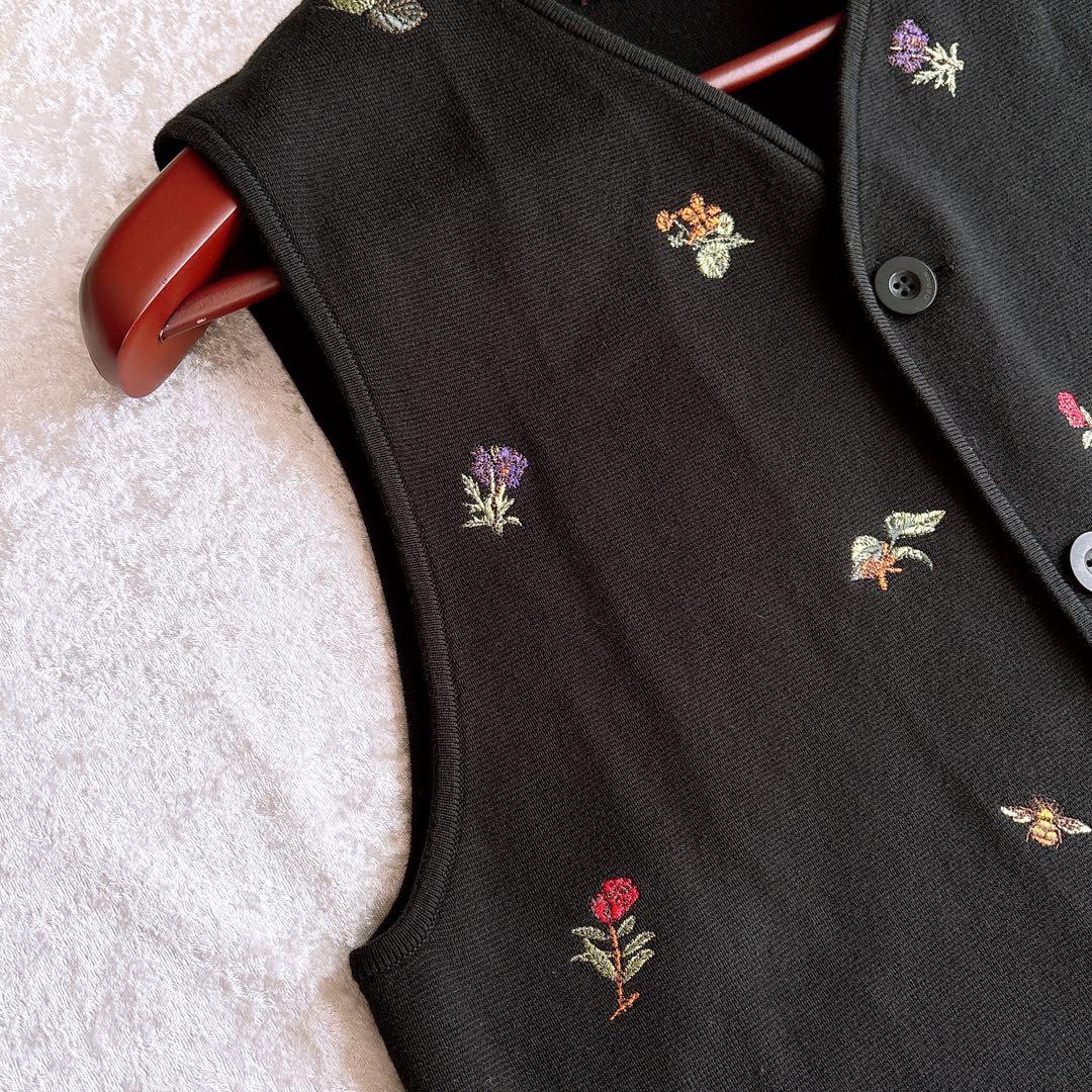 極美品♡CABaN キャバン　ボタニカル柄刺繍ベスト　男女兼用　コットンカシミヤ