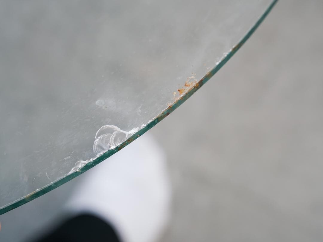 ヴィンテージ　ラウンド ガラステーブル 古道具 ミッドセンチュリー モダン