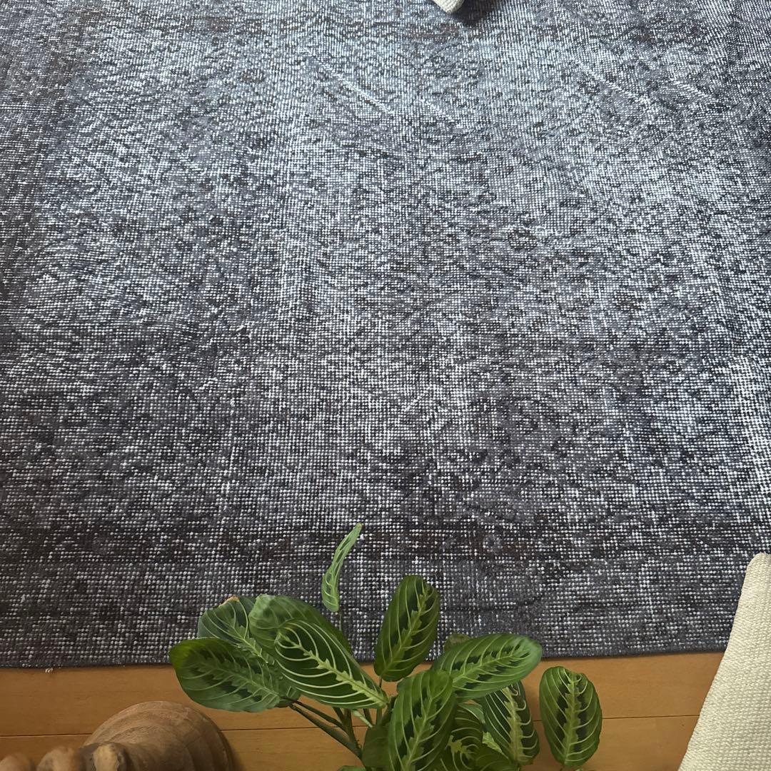 104×207 グレイ×ブラウン　オーバーダイ　トルコヴィンテージラグ