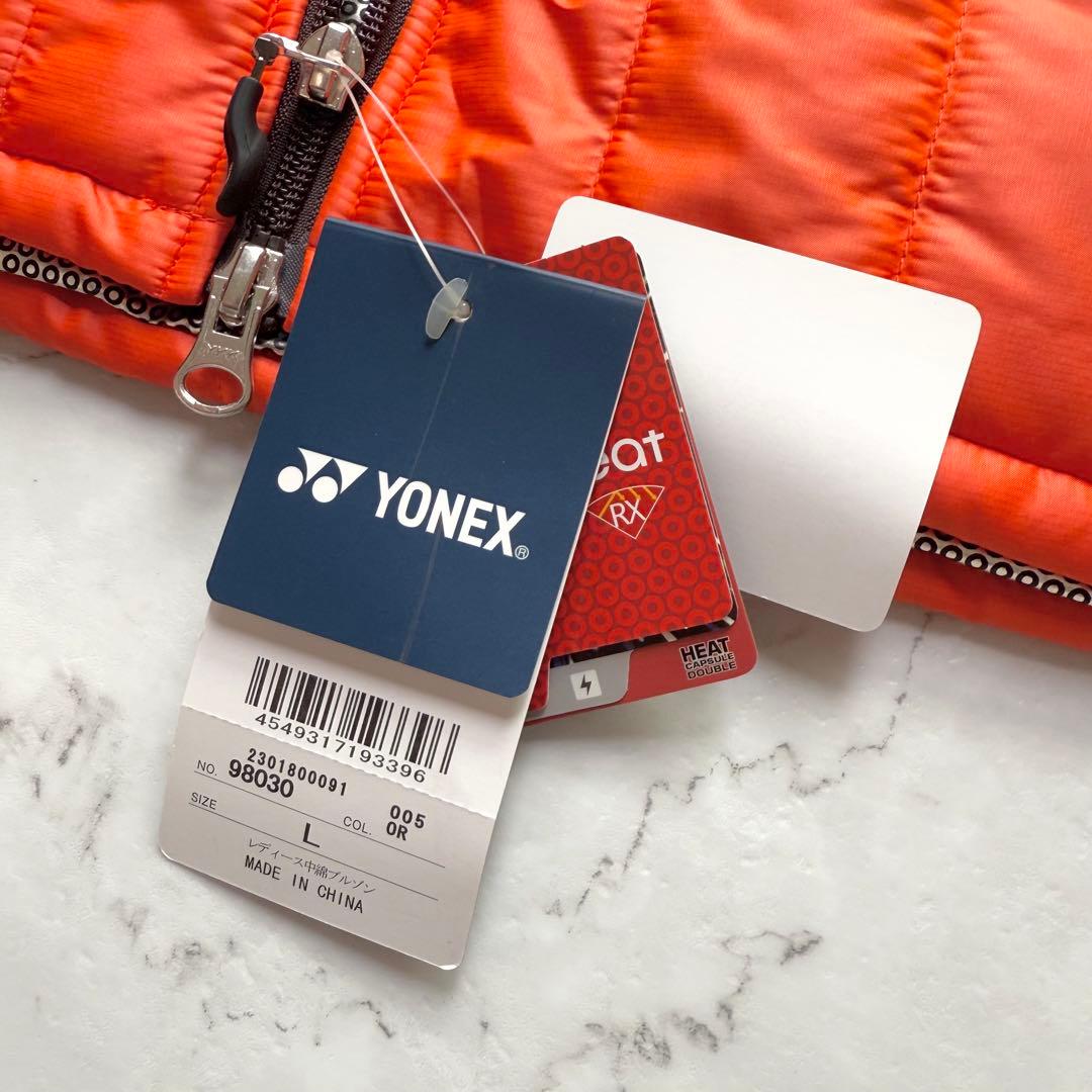 新品 YONEX 中綿ブルゾン L オレンジ ヒートカプセル メガヒート