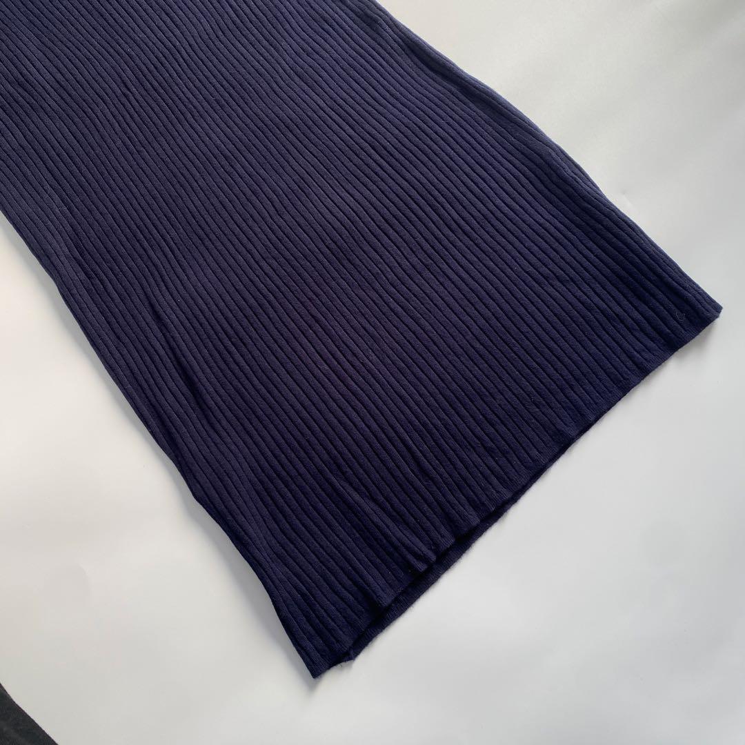 spick and span ヘンリーネックリブニットワンピース ネイビー 紺