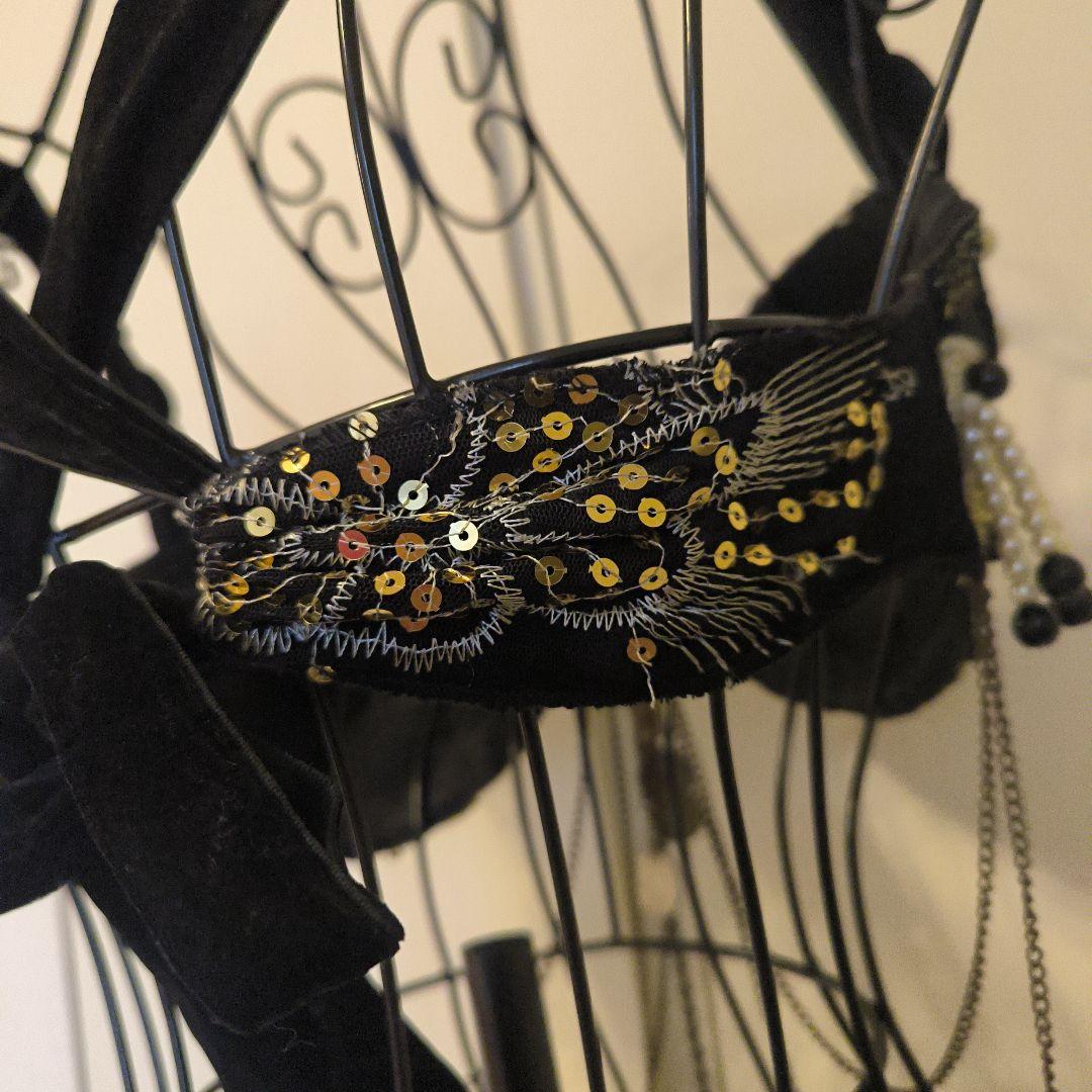 ベリーダンス ブラ＆ベルトセット 黒金パール トライバル ゴシック