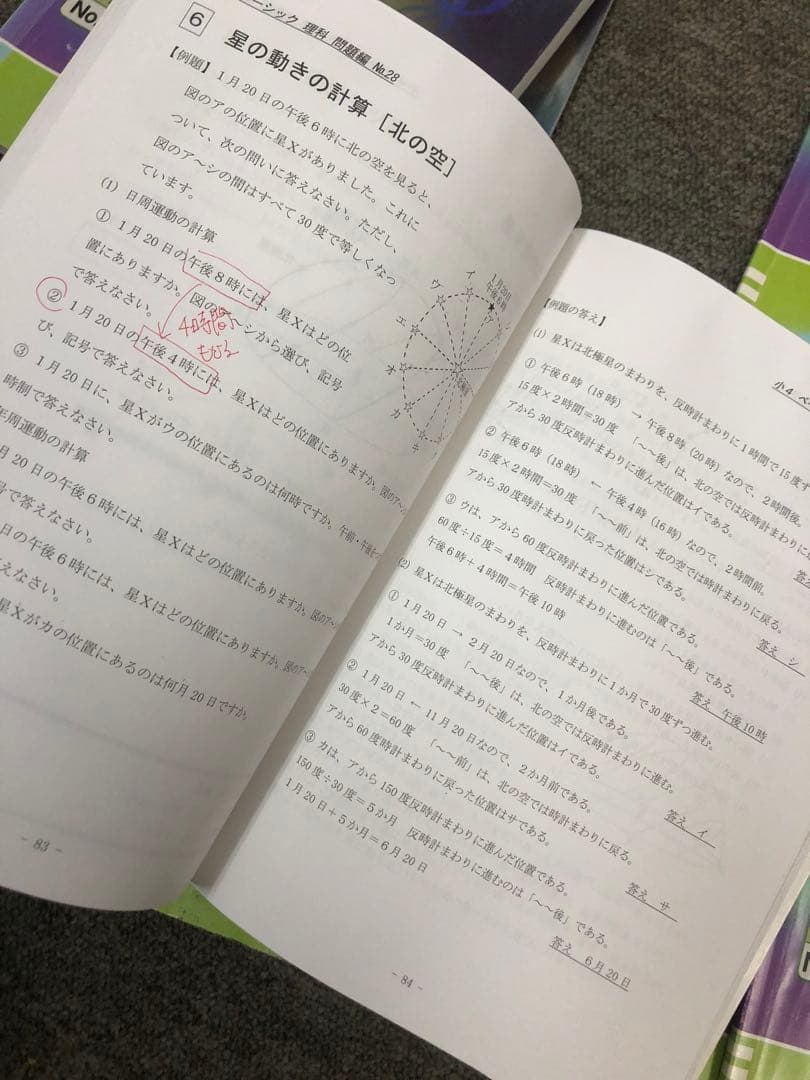 希学園　小4ベーシック算数/理科　第1～第4分冊　中古　2022年使用
