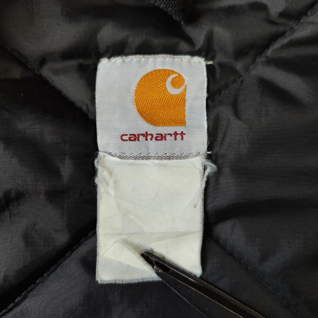 90s USA製 カーハート ダック ベスト 腰ゴム ブラック 黒 S