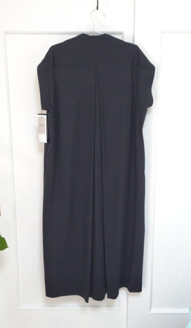 ATON エイトン バンドカラー ドレス ワンピース タグ付 黒 02 未使用