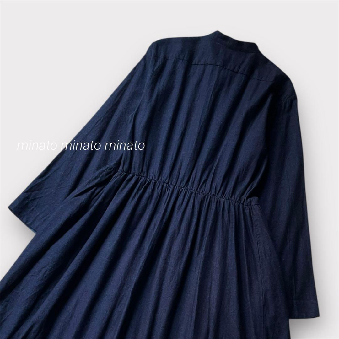 未使用級 ブルーブルージャパンフランネルクルタロングワンピース 1