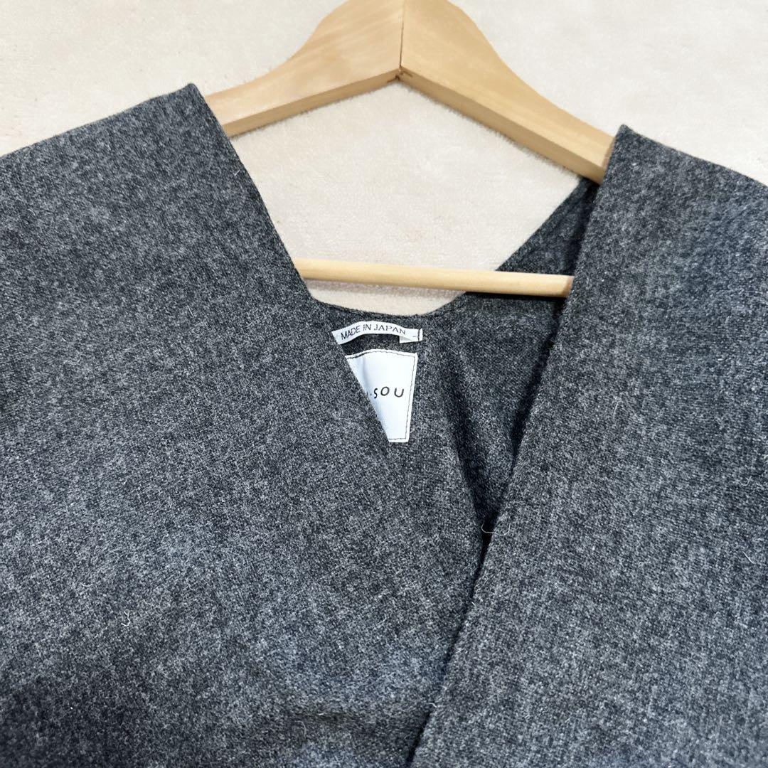 SOU・SOU ソウソウ きさらぎ　羽織 アウター グレー ウール フリーサイズ
