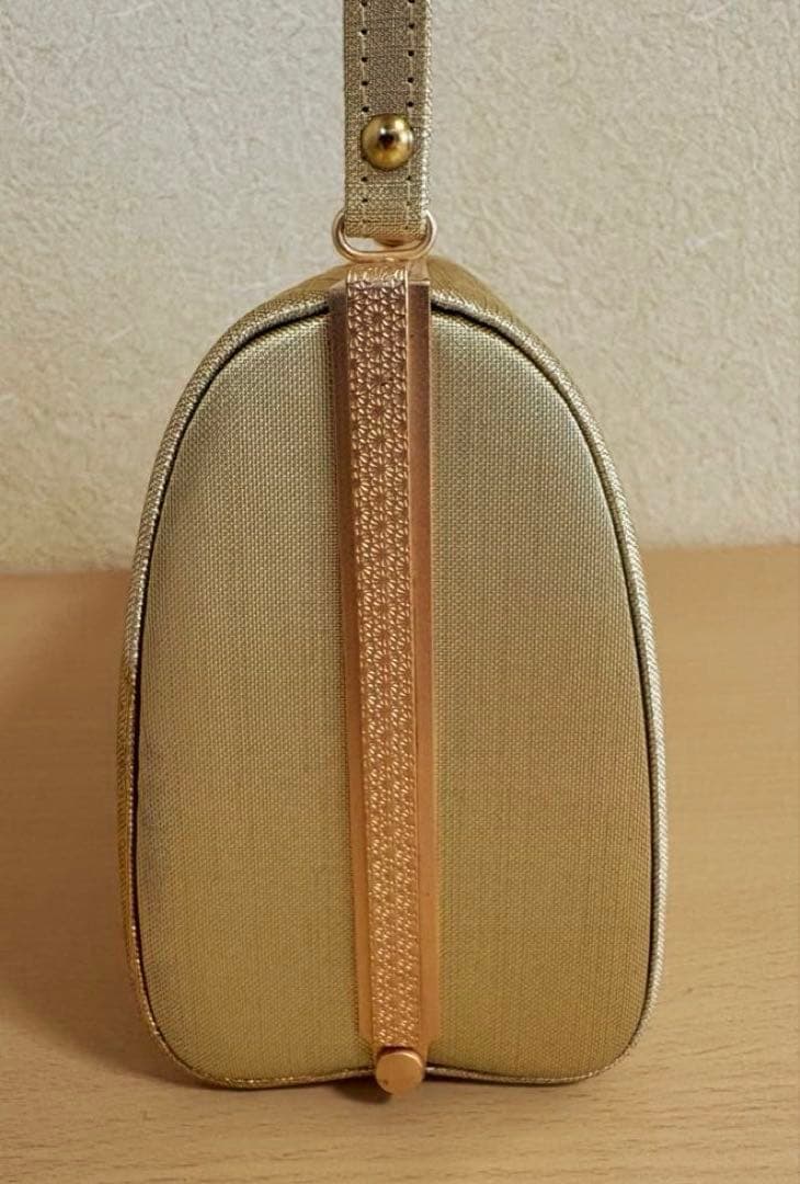 キンワシ印 和装バッグ＆草履セット ゴールド系 帯のような布生地