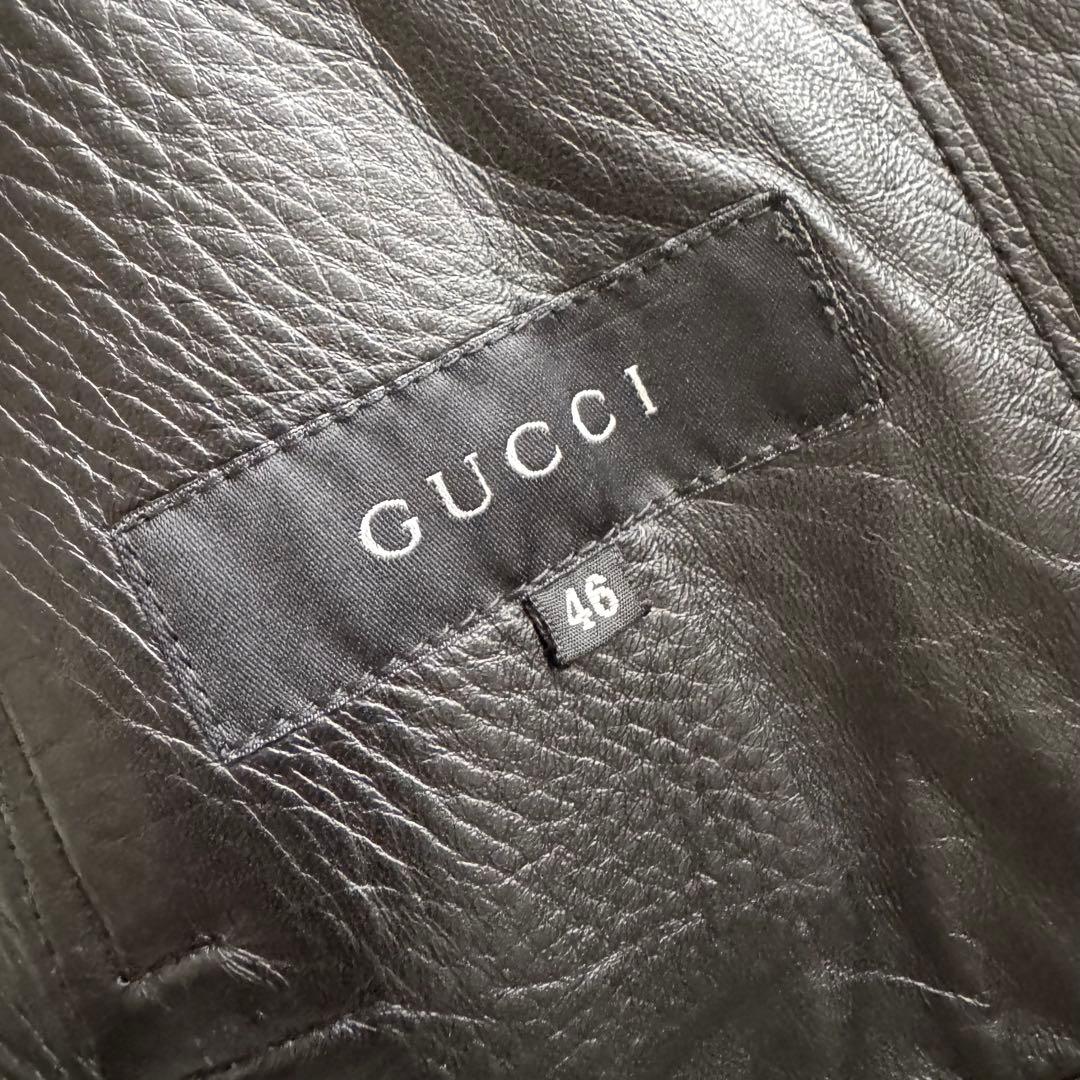 グッチ　トムフォード期　ライダース　レザージャケット　GGスプリーム　総柄　46