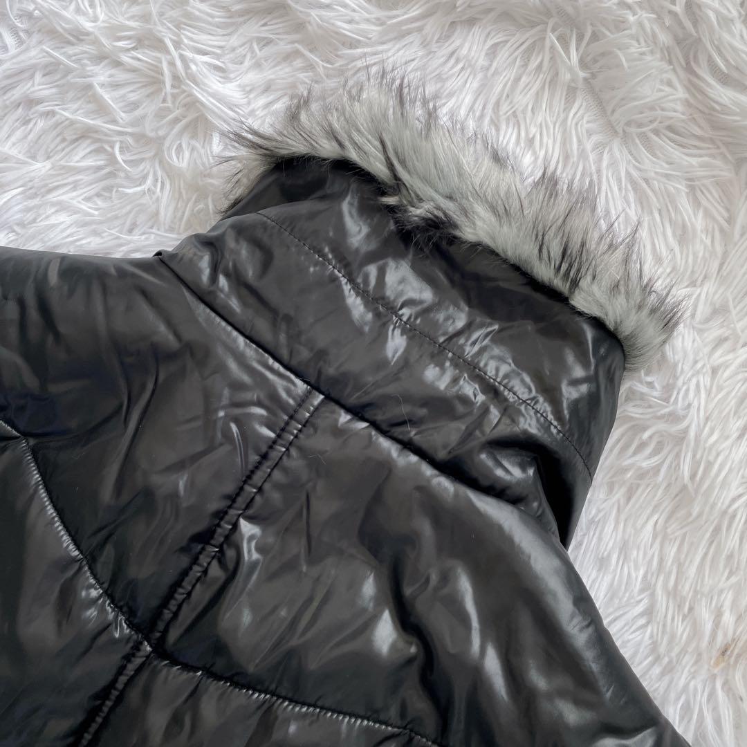 00s Y2K archive シルバー ファー ダウンベスト 光沢 LL レア