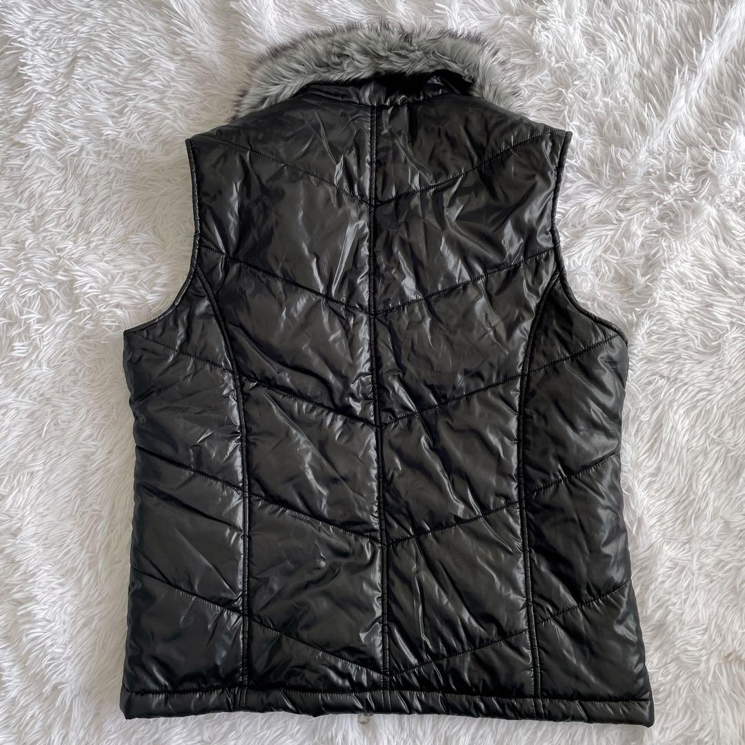 00s Y2K archive シルバー ファー ダウンベスト 光沢 LL レア