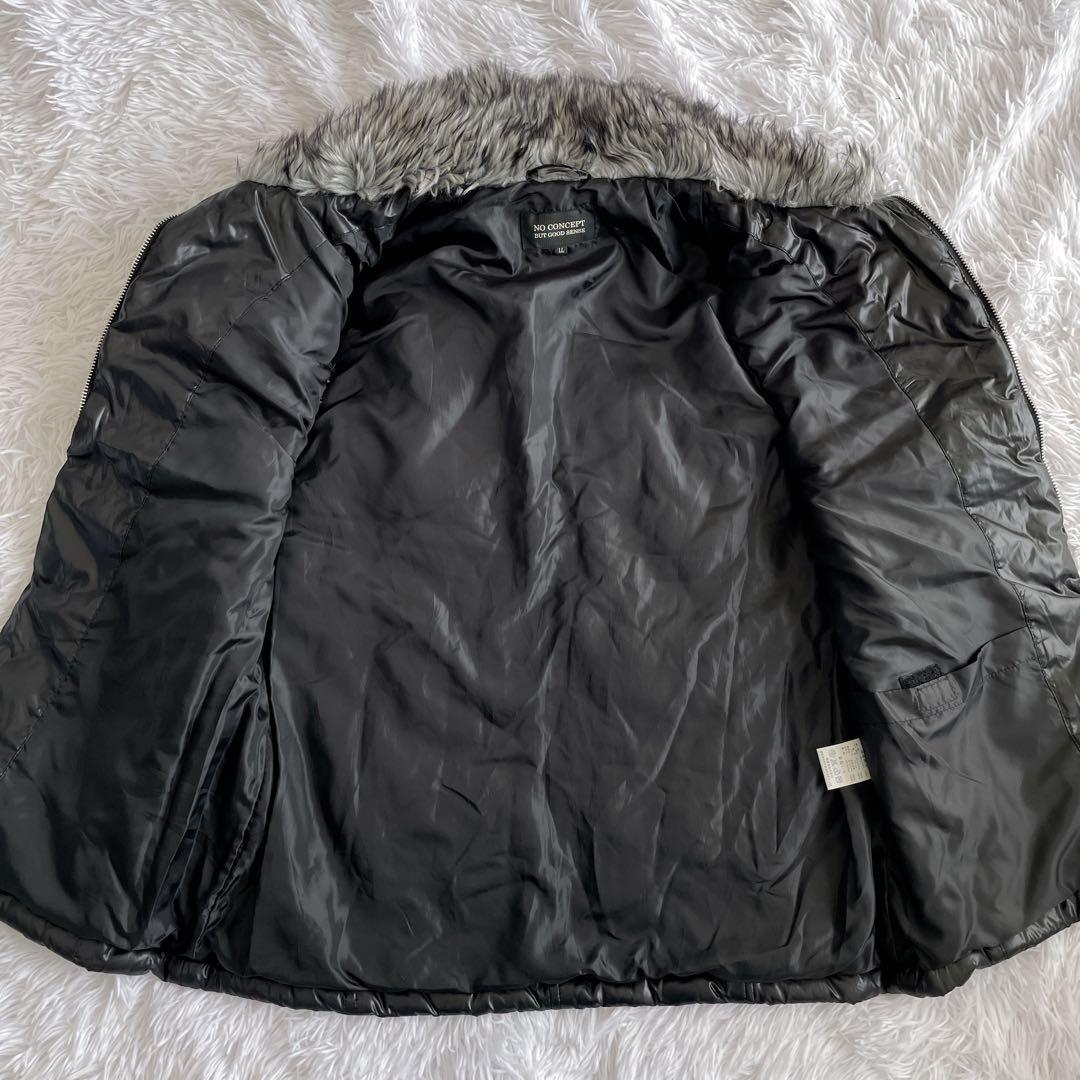 00s Y2K archive シルバー ファー ダウンベスト 光沢 LL レア