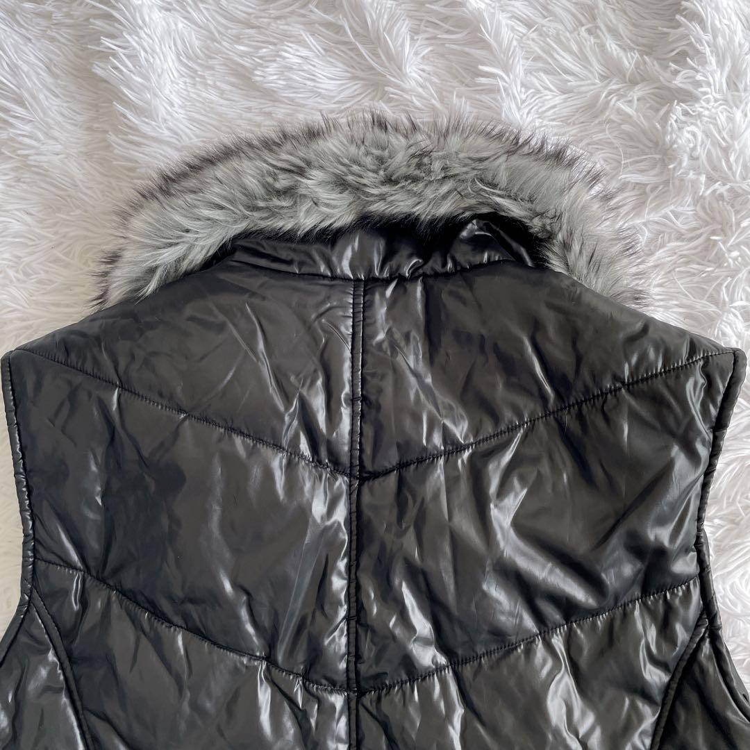 00s Y2K archive シルバー ファー ダウンベスト 光沢 LL レア