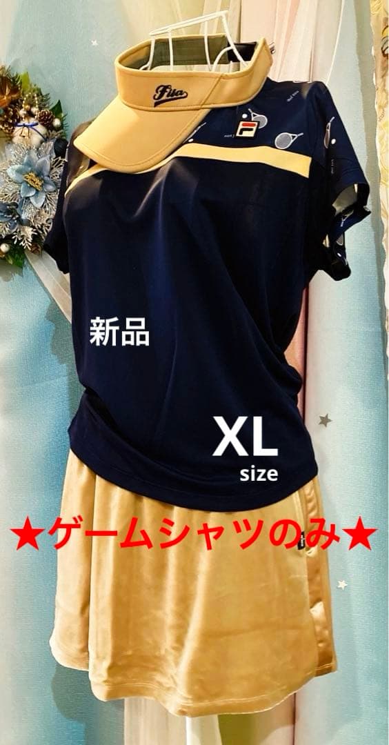 No.803 FILA ラケットDesignが可愛いゲームシャツ☆NAVY☆