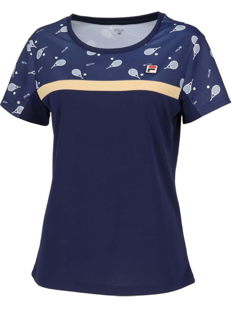 No.803 FILA ラケットDesignが可愛いゲームシャツ☆NAVY☆
