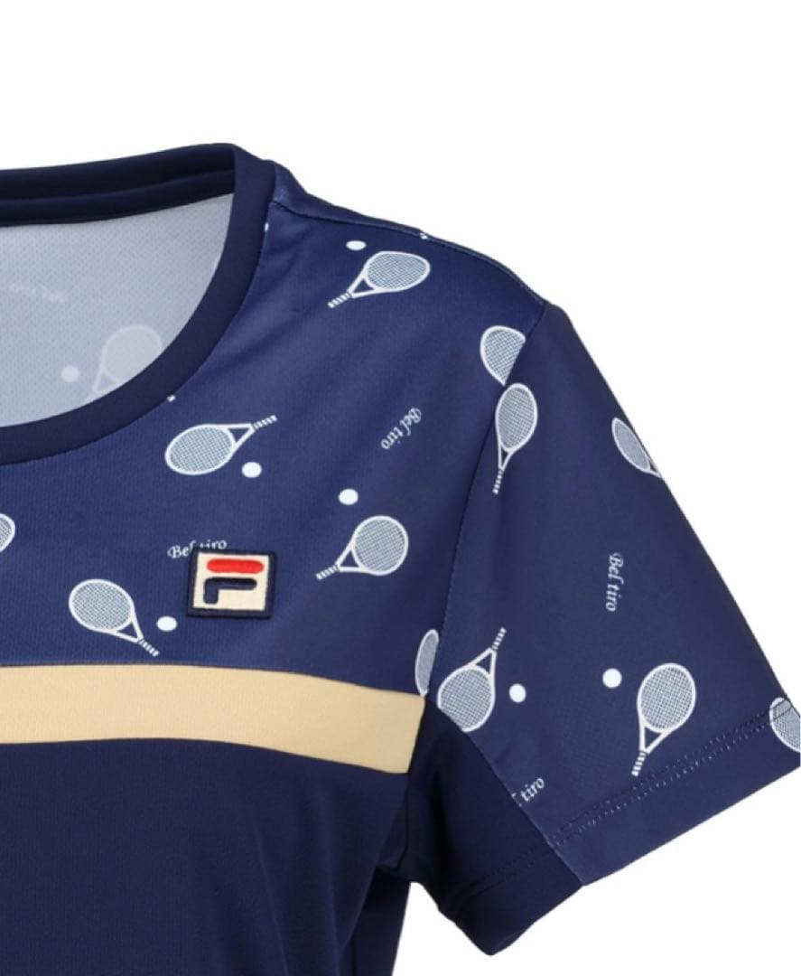 No.803 FILA ラケットDesignが可愛いゲームシャツ☆NAVY☆