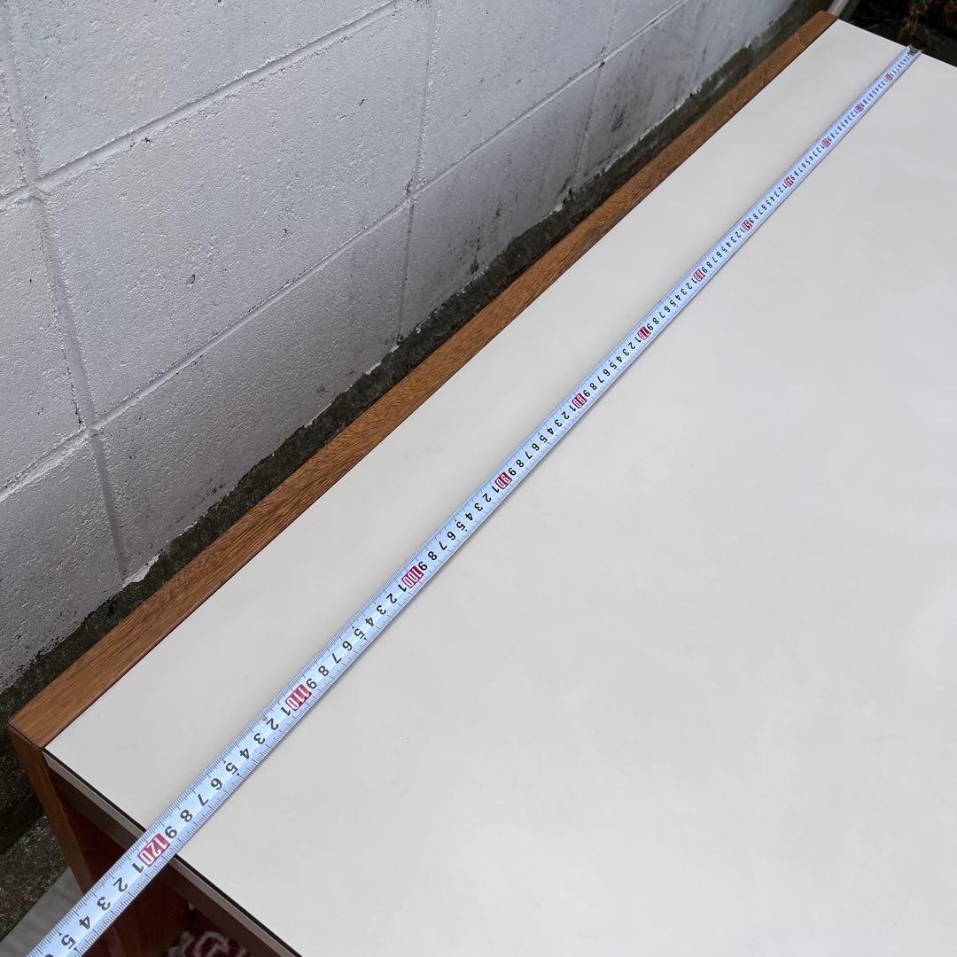 当時物ミッドセンチュリー◾️木製フレーム×白メラミントップ 長机 センターテーブル