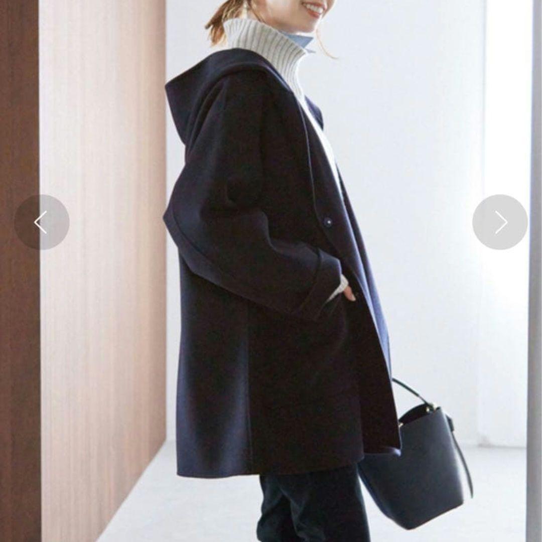 スローブイエナ ハミルトンダブルフェイスフードコート ウールリバー ネイビー