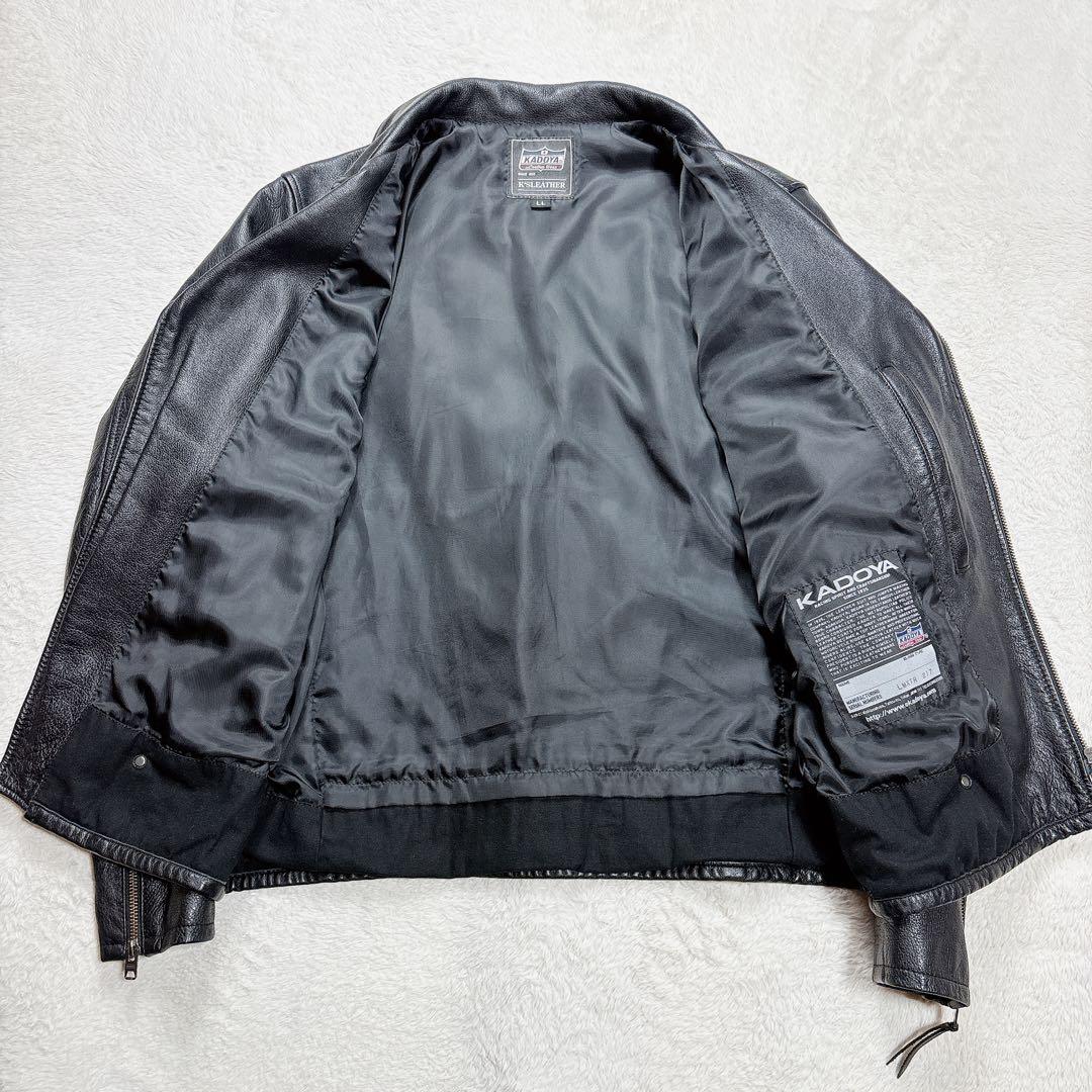 【美品】KADOYA カドヤ ダブルライダースジャケット 牛革 LL ブラック