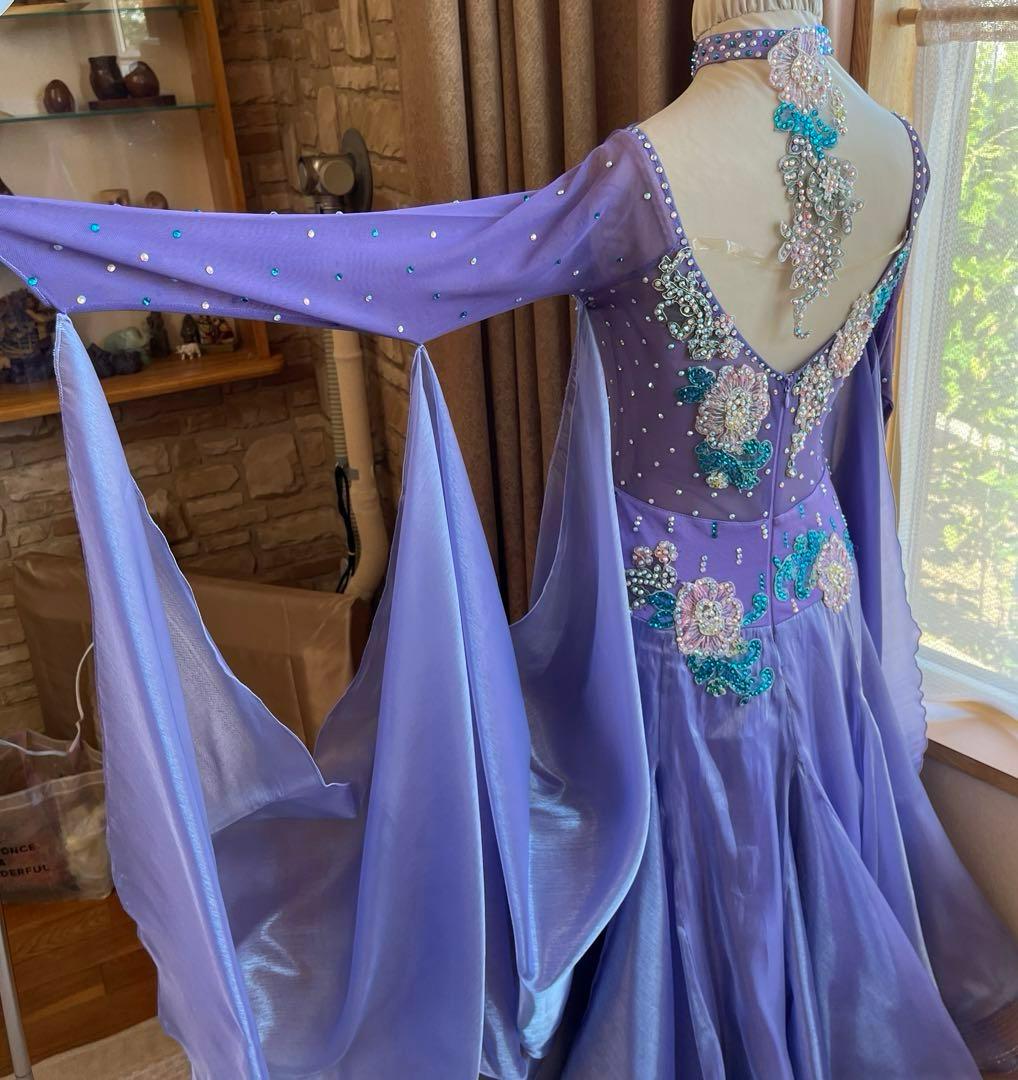 スタンダードドレス 社交ダンス パープル チョーカー付き モダン