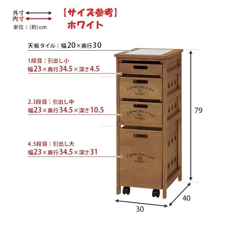 全国一律送料無料【展示品・新品】天然木★マルチキッチン野菜収納ストッカーホワイト