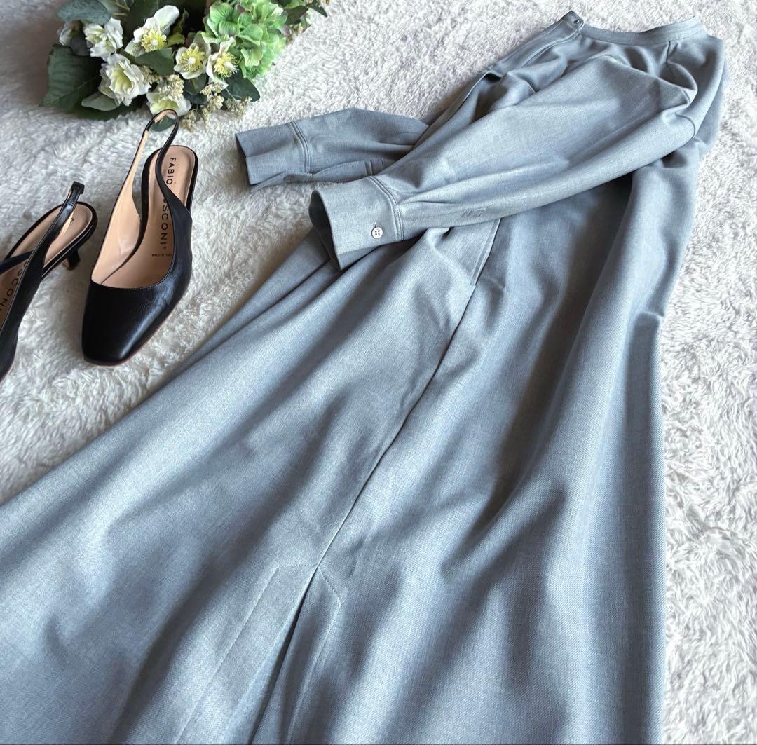 アンタイトル 新品同様上品グレー 春ロングワンピースゆったり体型カバー 日本製