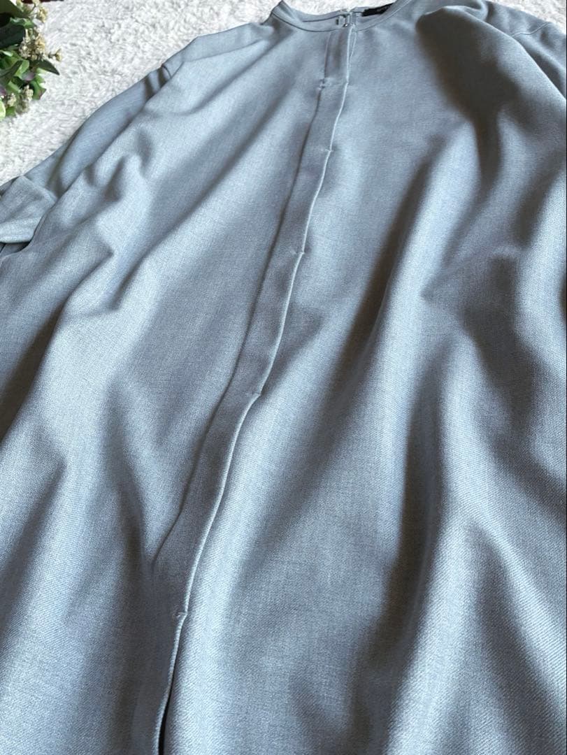アンタイトル 新品同様上品グレー 春ロングワンピースゆったり体型カバー 日本製