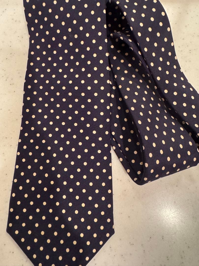 Ralph Lauren purple label ネイビー ドット柄 ネクタイ