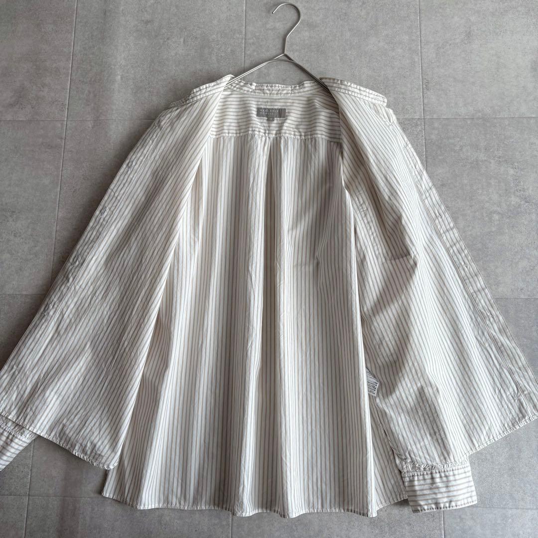 希少サイズ✨マーガレットハウエル コットン ストライプ バンドカラー シャツ Ⅲ