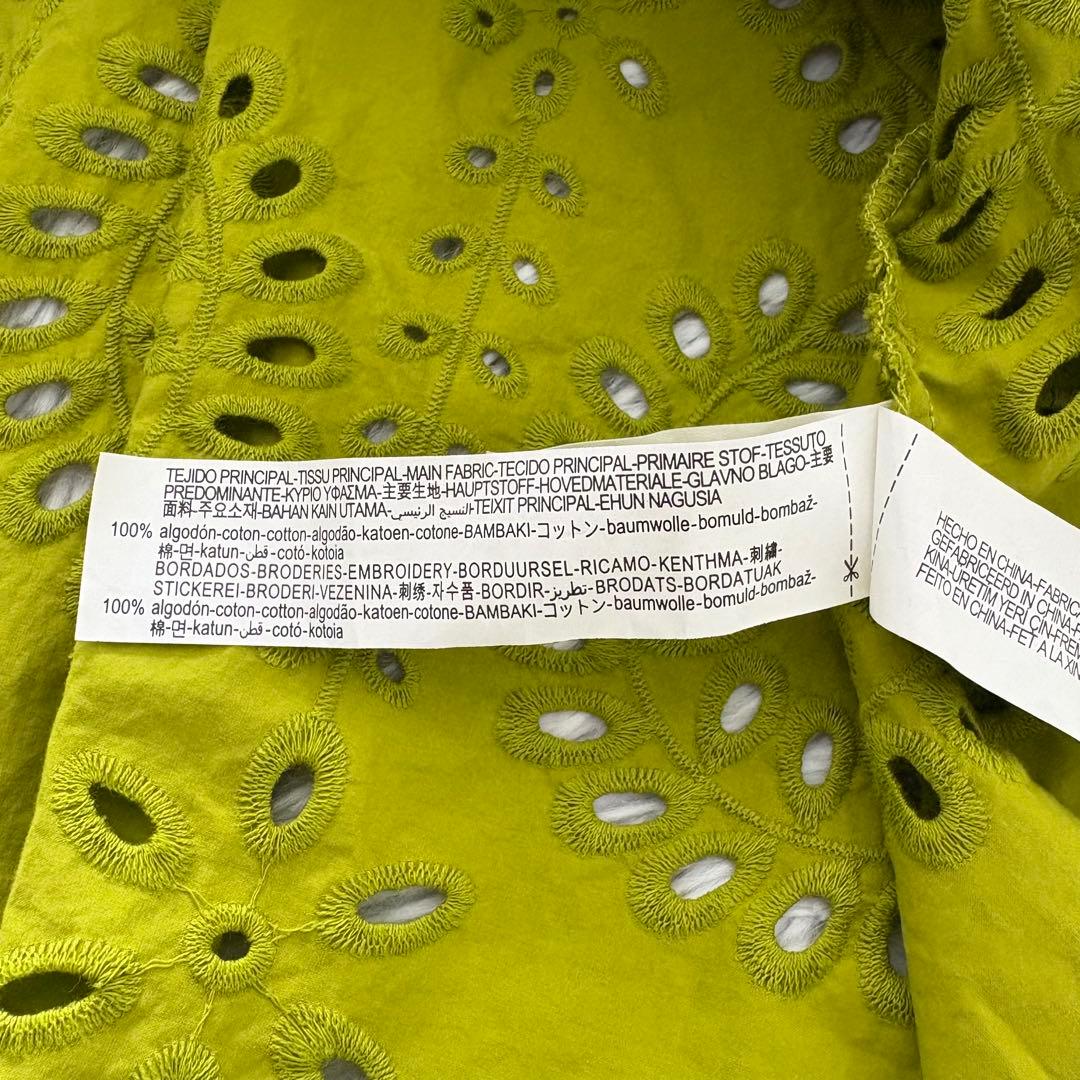 ザラ ワンピース L 大きいサイズ エンブロイダリー リボンベルト 刺繍 長袖