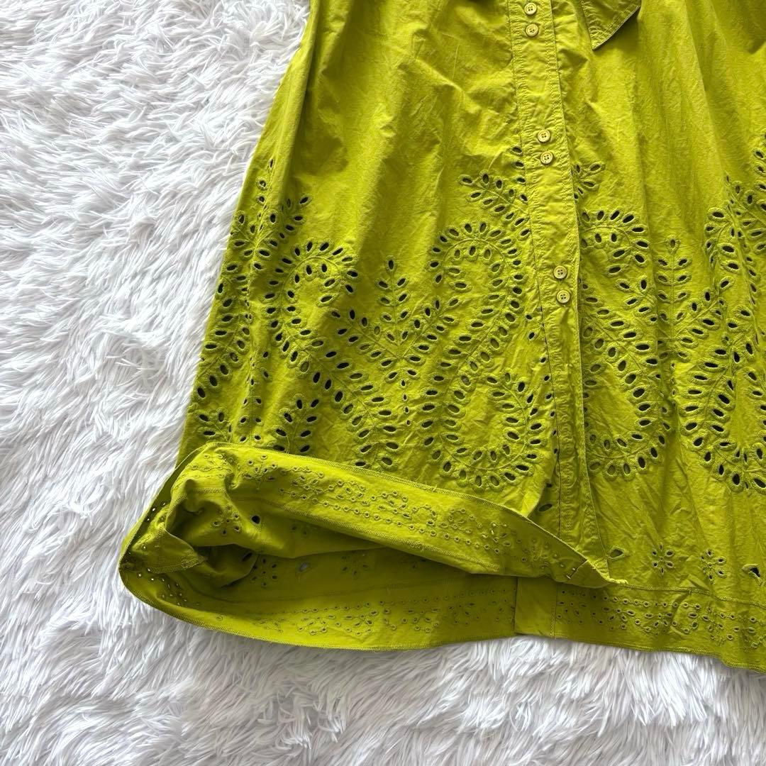 ザラ ワンピース L 大きいサイズ エンブロイダリー リボンベルト 刺繍 長袖