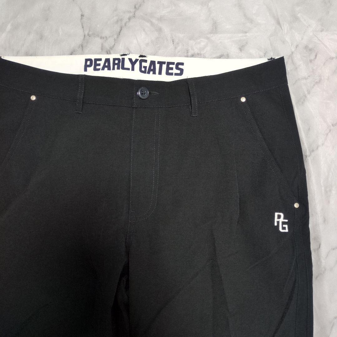 美品 パーリーゲイツ ゴルフ パンツ 黒 ブラック ロゴ PEARLY