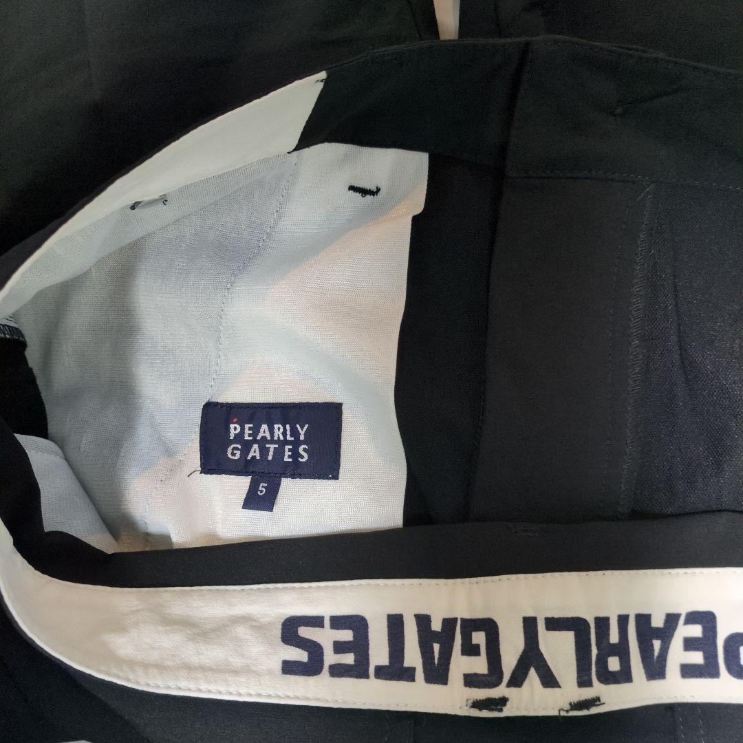 美品 パーリーゲイツ ゴルフ パンツ 黒 ブラック ロゴ PEARLY