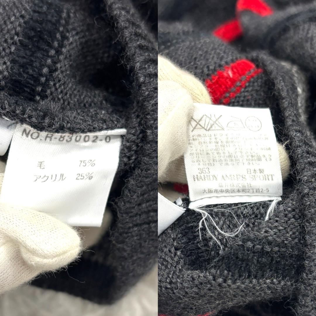 ハーディエイミスポーツ　ハーフジップ　ニット　L　刺繍　ボーダー　ゴルフ