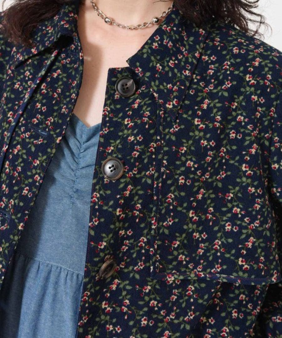 アンブレラヨーク 小花柄ジャケット TINA：JOJUN ネイビー