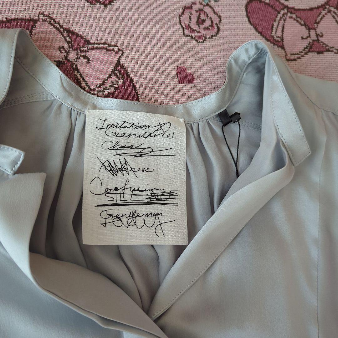 新品未使用タグ付き　サンディングシルクワンピース　サックス