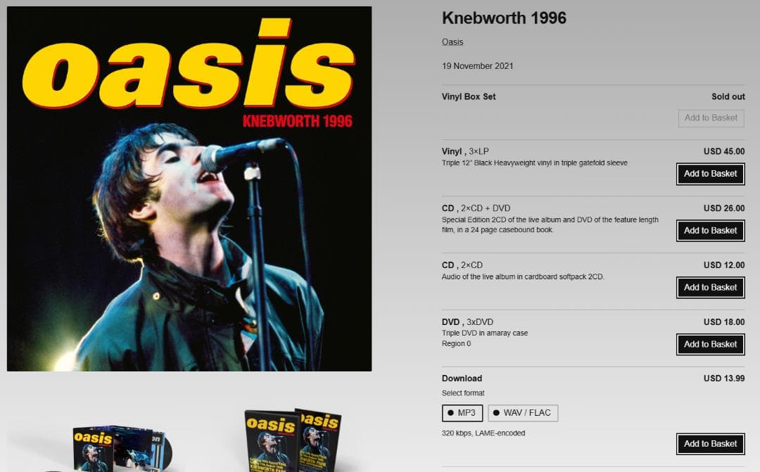 Oasis Knebworth 1996 ボックス 未使用同様 完売 日本未発売